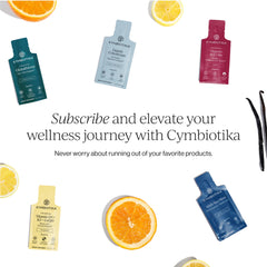 CYMBIOTIKA persona usando suplemento en rutina diaria saludable
