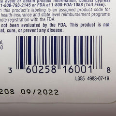 Cypress Pharmaceutical detalle de etiqueta con información clara del producto