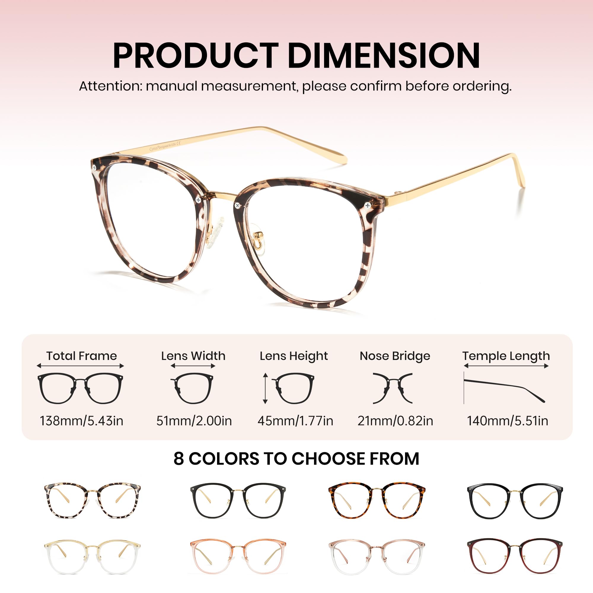 Cyxus gafas 8169 comparación de tamaño que facilita elección correcta