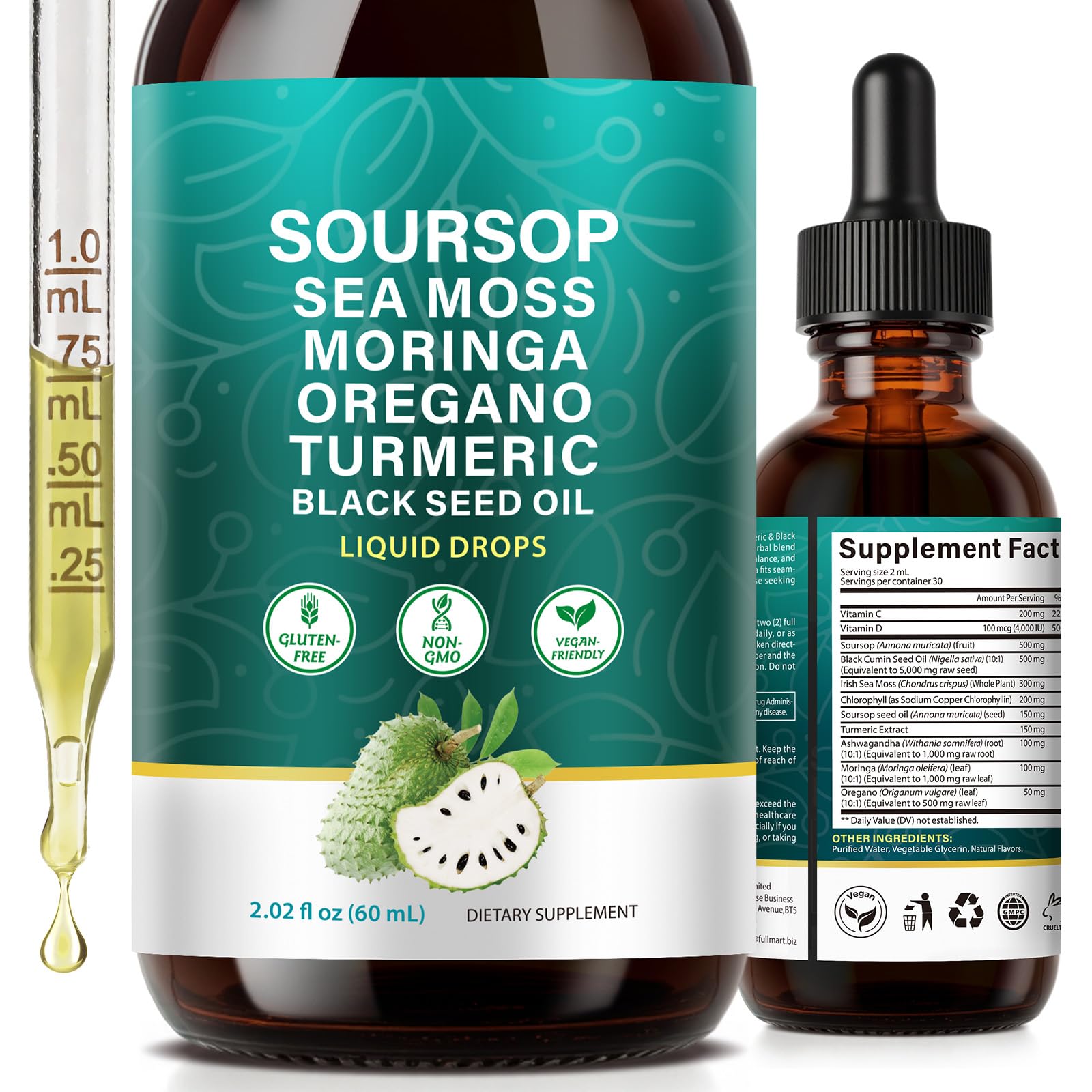 Daiasns botella frontal de Soursop Bitters muestra formato práctico