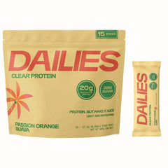 DAILIES envase frontal mostrando 15 sobres y conveniencia para viajar
