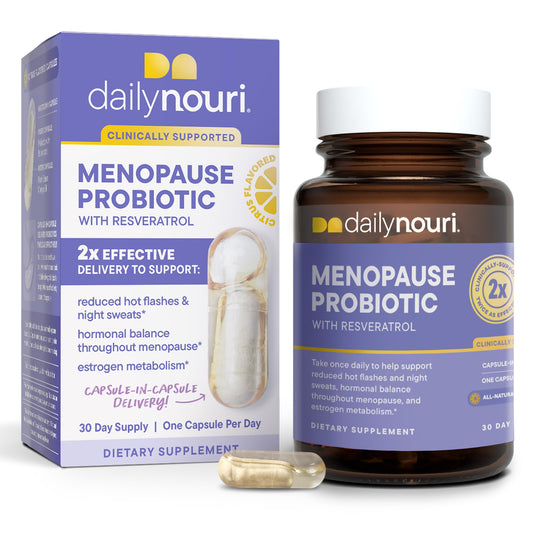 Daily Nouri envase frontal del suplemento que muestra beneficios diarios