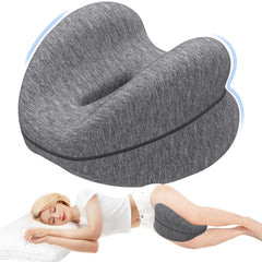 DailyCuddles vista frontal del cojín gris mostrando forma de corazón y beneficio ergonómico