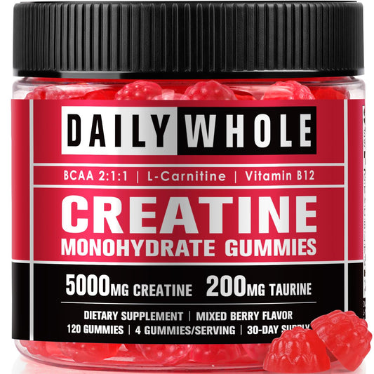 DailyWhole Organics 7-in-1 Creatine Gummies collection for daily energy support.