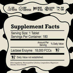 Primer plano de la etiqueta DairyPill mostrando información clara