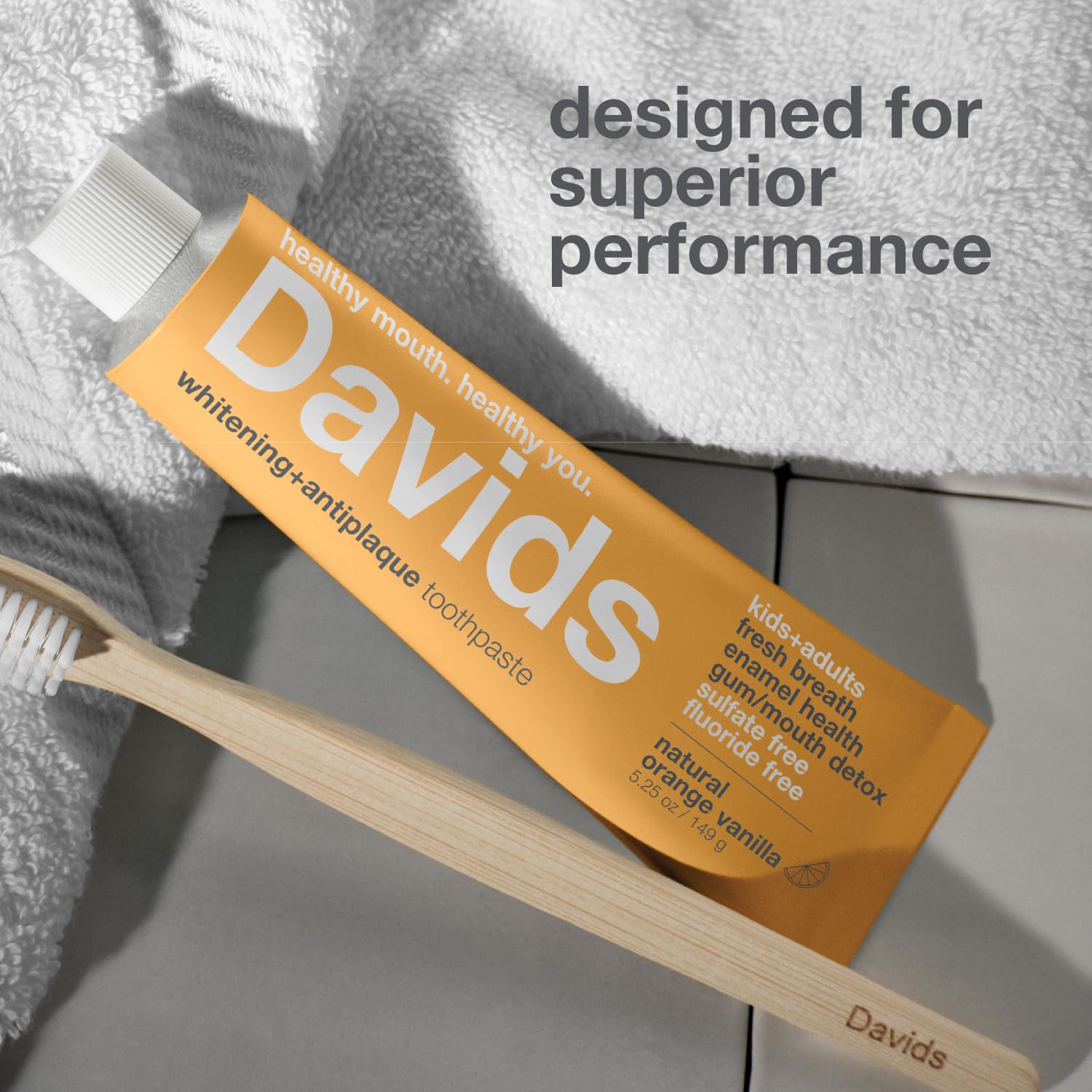 Davids etiqueta con certificación EWG y lista de ingredientes limpios visible