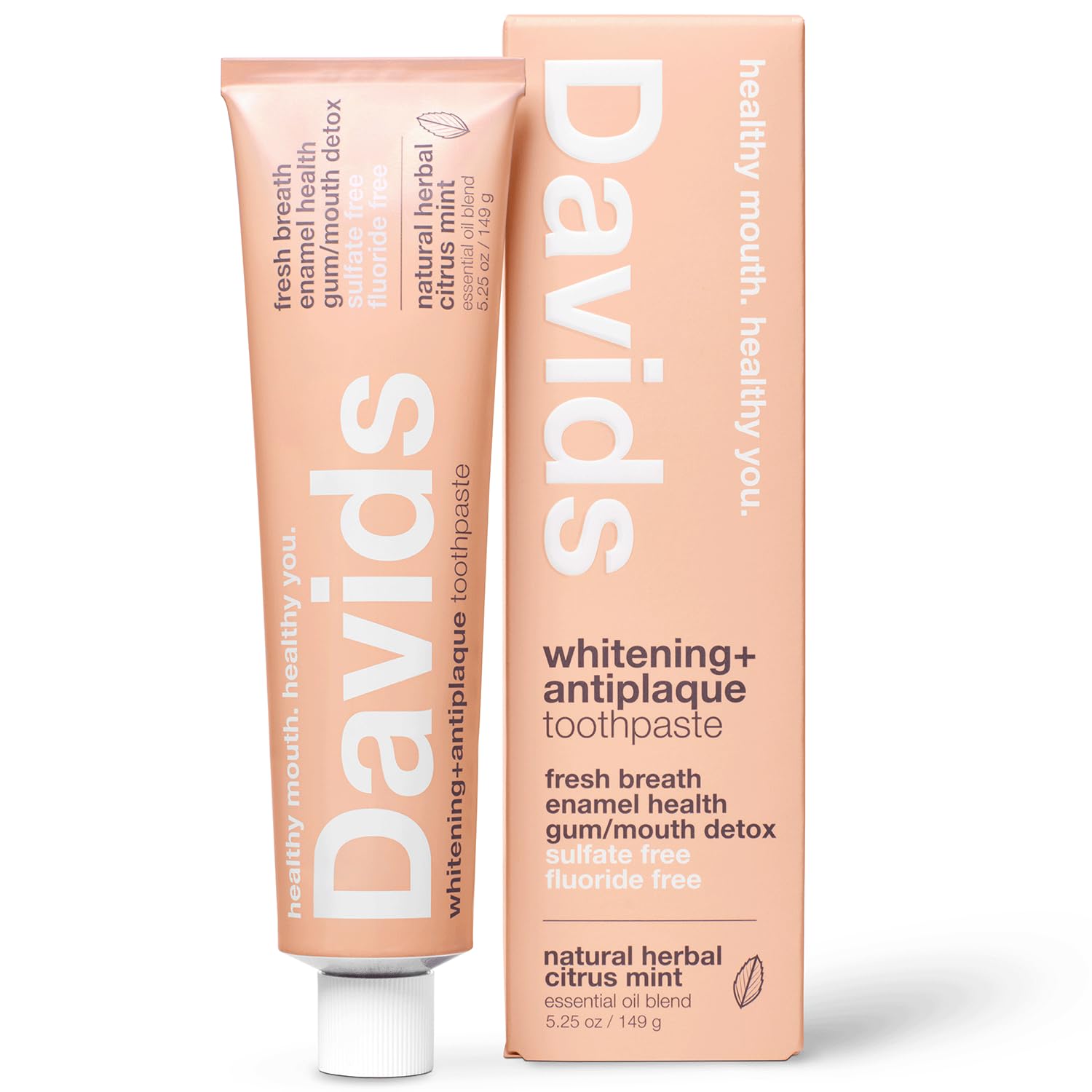 Davids frontal del tubo Citrus Mint mostrando diseño reciclable y atractivo