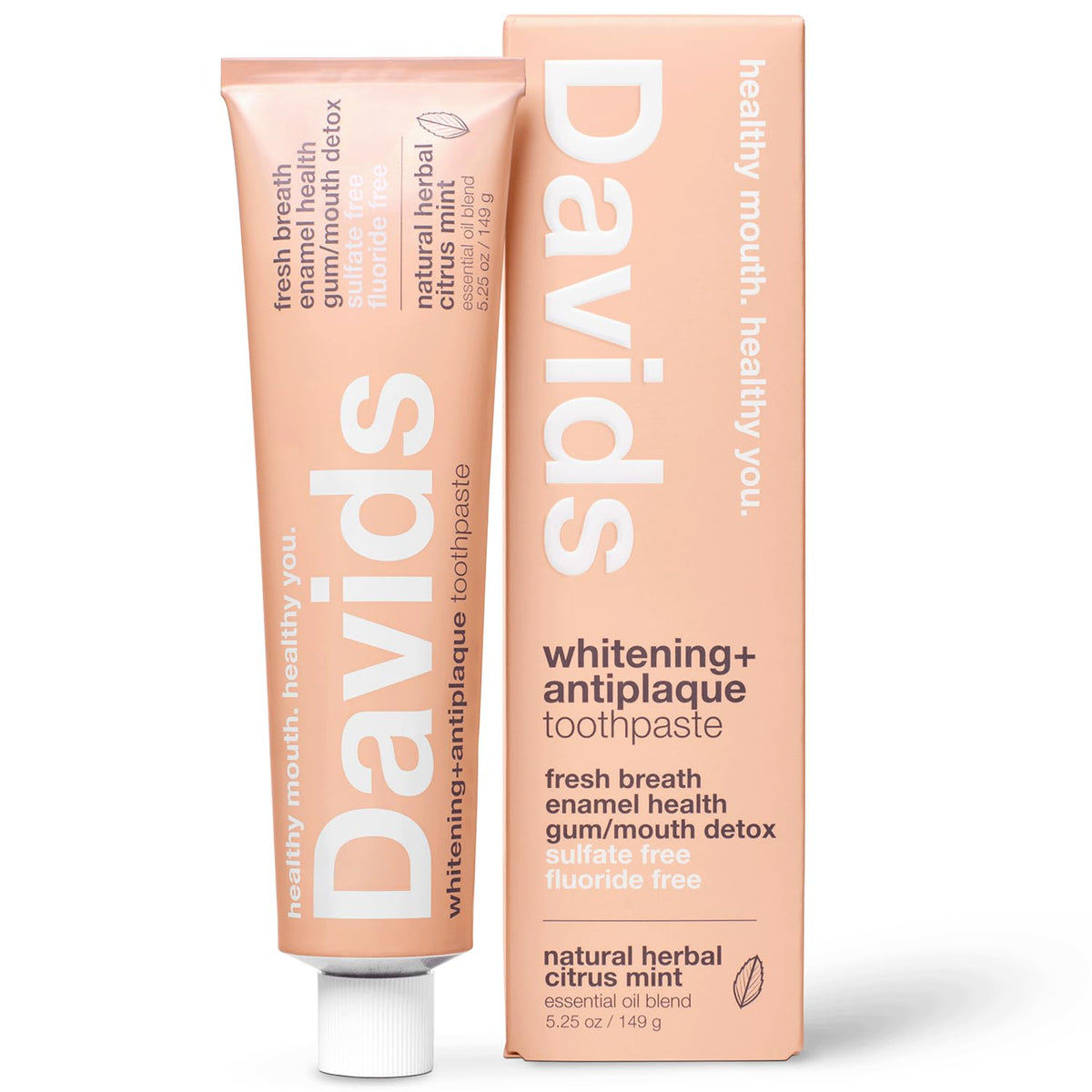 Davids frontal del tubo Citrus Mint mostrando diseño reciclable y atractivo