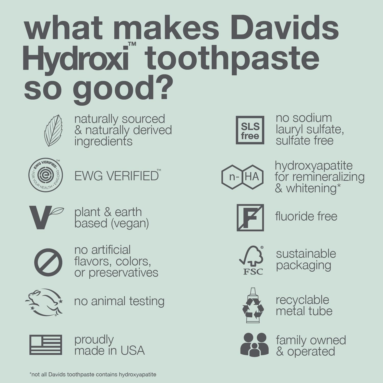 Davids etiqueta con lista de ingredientes limpios y veganos