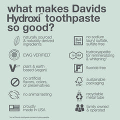 Davids etiqueta con lista de ingredientes limpios y veganos