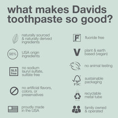 Davids ingredientes naturales y origen vegetal visibles y seguros