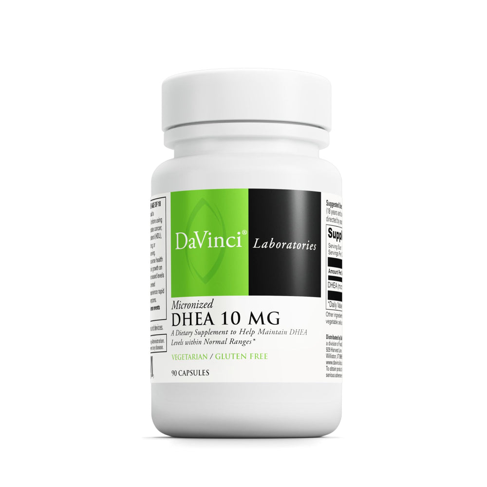 DAVINCI frasco frontal mostrando etiqueta clara y beneficio de equilibrio hormonal