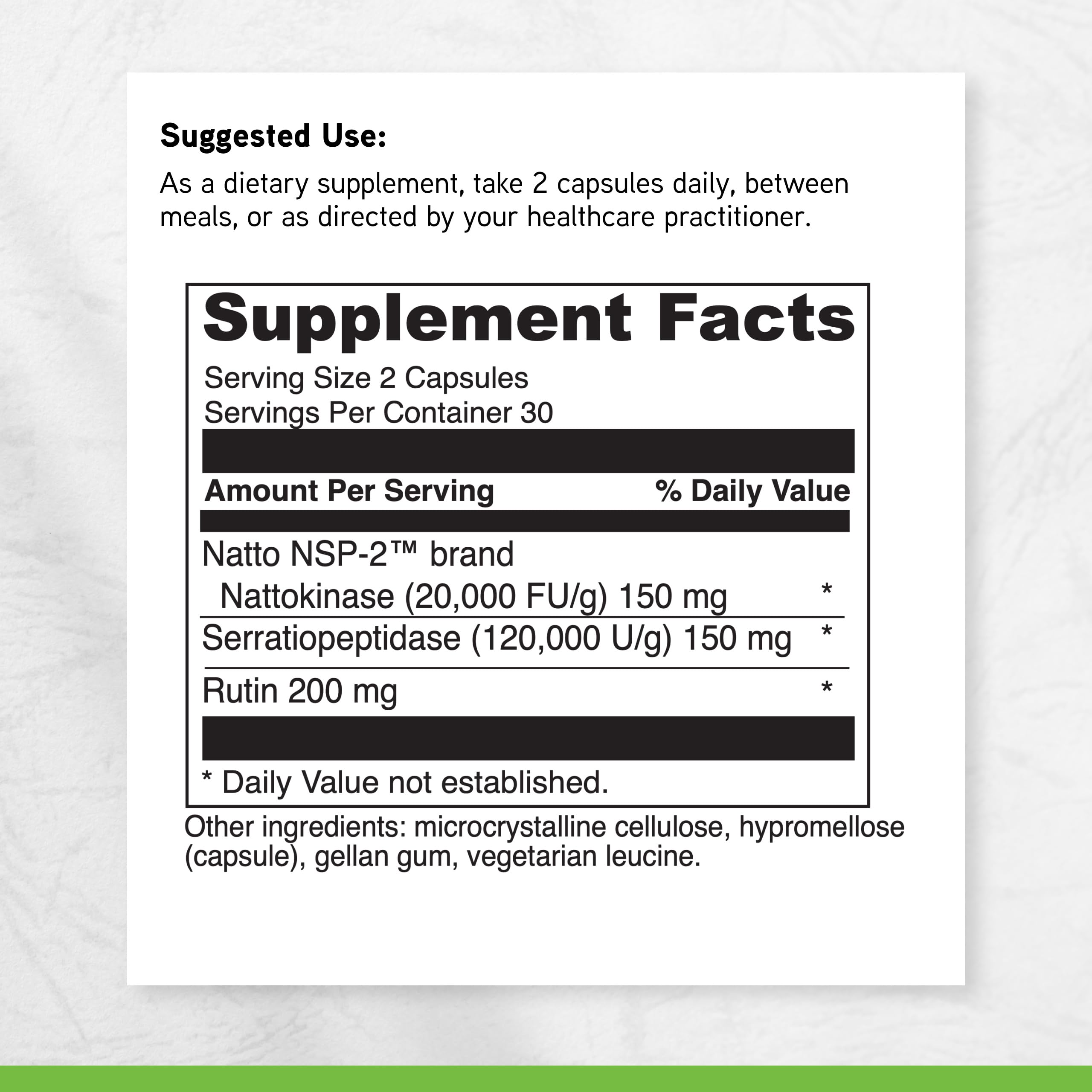 DAVINCI etiqueta con información nutricional y actividad 20.000 FU/g