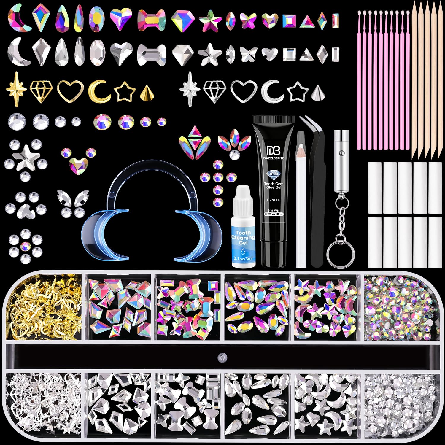 DAZZLEBRITE empaque frontal mostrando kit completo y beneficios