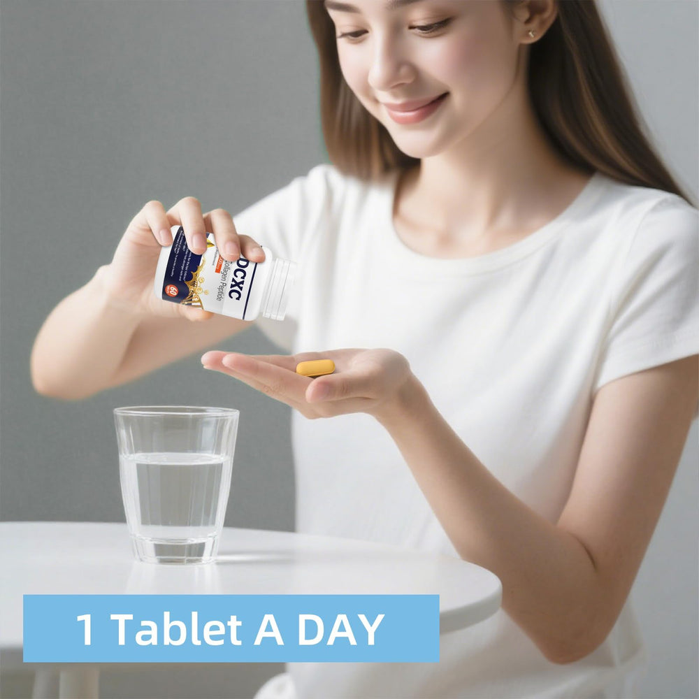 DCXC tabletas junto a una moneda para mostrar tamaño real