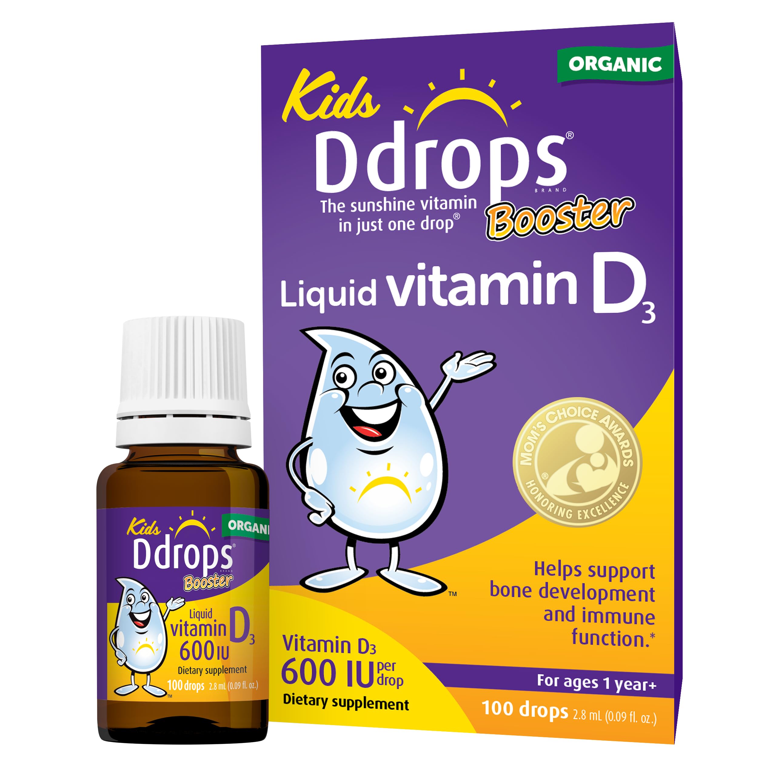 Ddrops botella frontal mostrando diseño claro y dosificación precisa