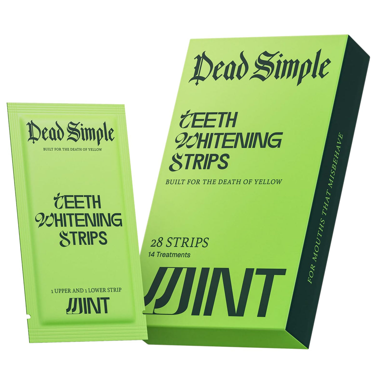 Dead Simple empaque frontal mostrando 28 tiras para tratamiento completo
