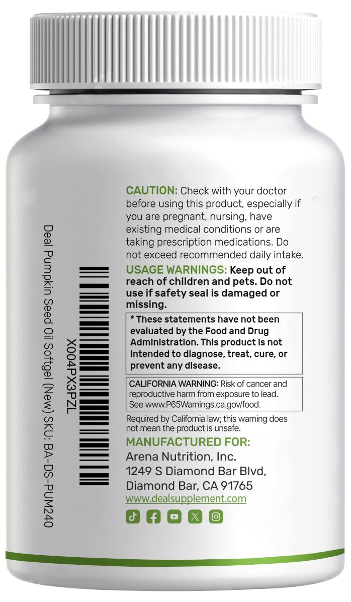 DEAL SUPPLEMENT botella abierta con softgels repartidos mostrando cantidad