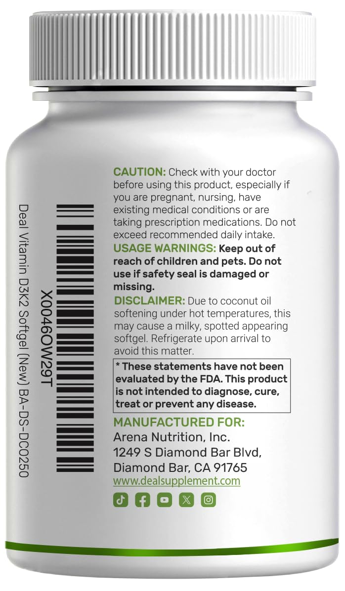 DEAL SUPPLEMENT empaque lateral con sellos de calidad y avisos