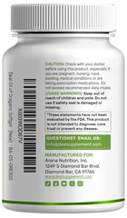DEAL SUPPLEMENT etiqueta con ingredientes Non-GMO y sello de pruebas