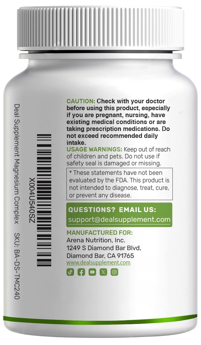 DEAL SUPPLEMENT etiqueta con ingredientes y detalles de calidad