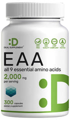 DEAL SUPPLEMENT frasco frontal visible, presentación sin sabor y 300 cápsulas para conveniencia