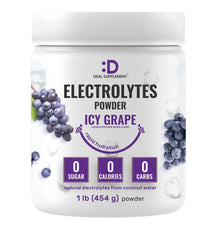 DEAL SUPPLEMENT frente del envase que muestra el sabor uva helada y beneficios
