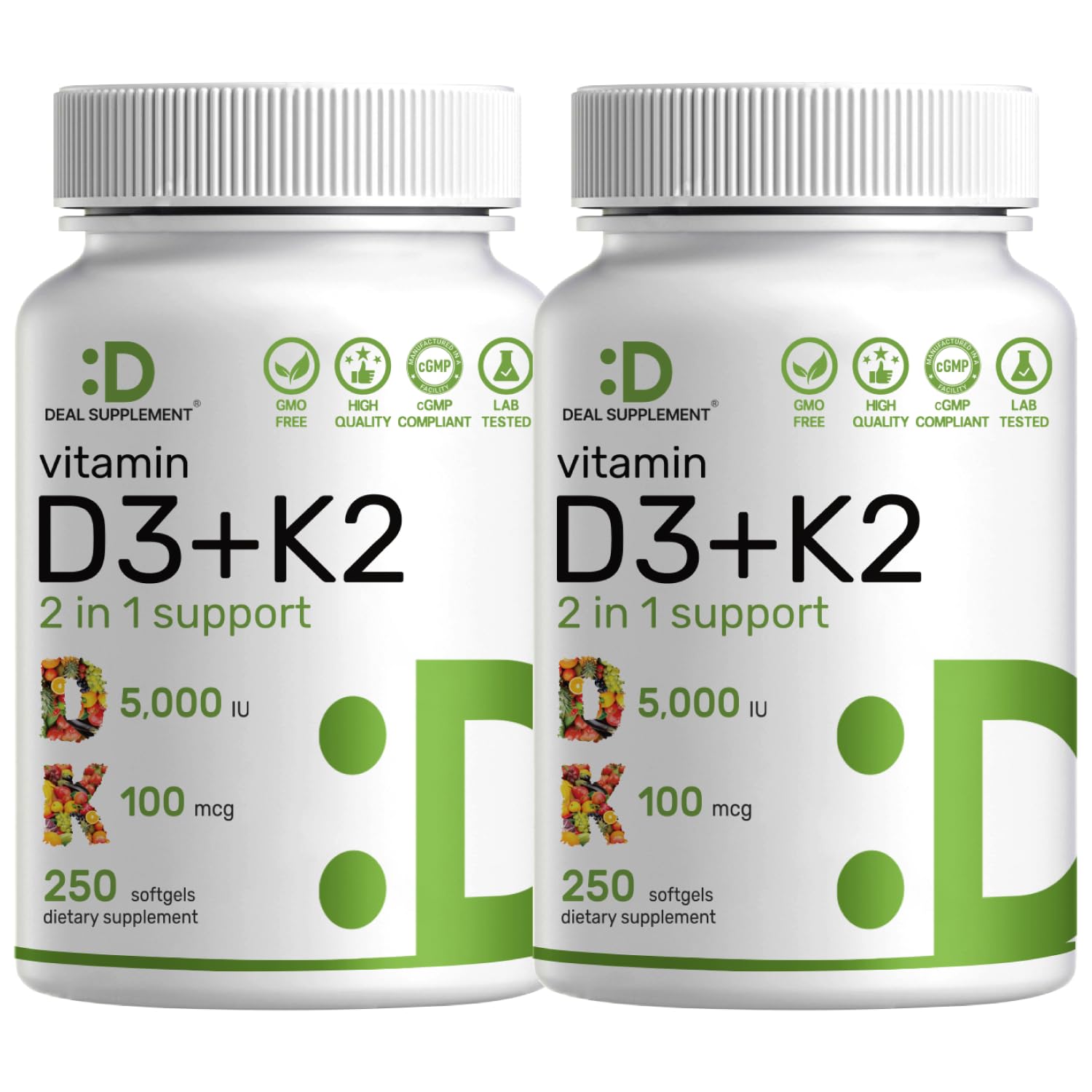 DEAL SUPPLEMENT vista frontal del envase, claridad de la dosis y beneficio