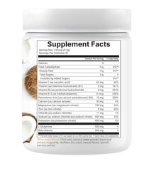 DEAL SUPPLEMENT ingredientes clave como agua de coco y aminoácidos en acercamiento