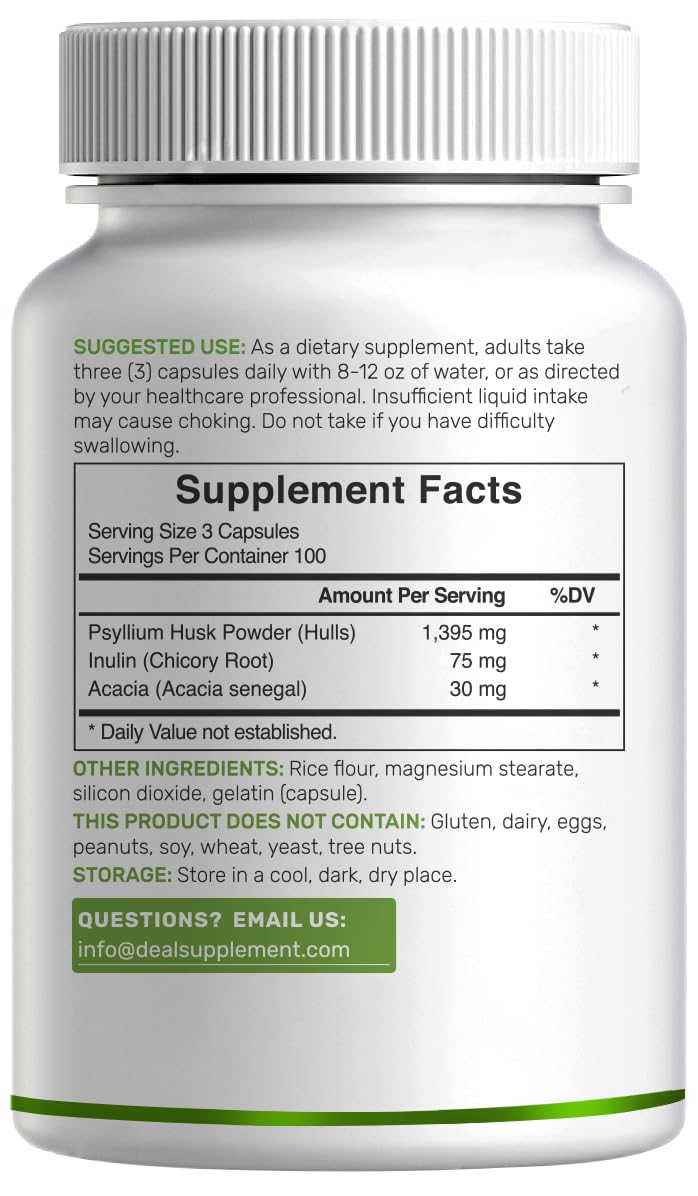 DEAL SUPPLEMENT ingredientes: psyllium, inulina y acacia del envase