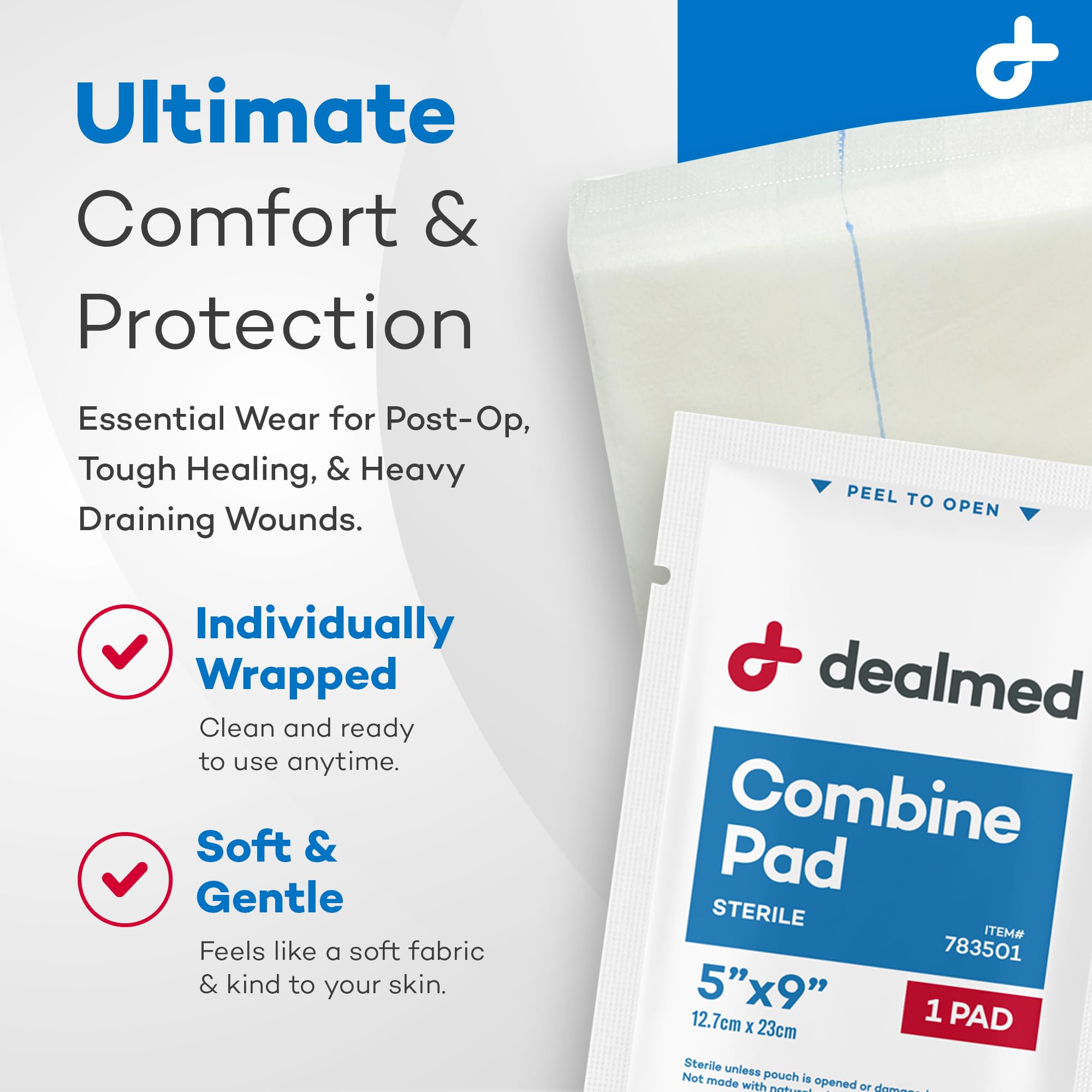 Dealmed almohadilla desplegada mostrando textura no tejida y confort