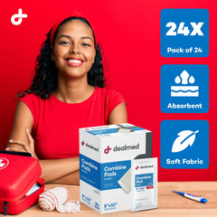 Bandeja abierta con 24 pads Dealmed lista para uso clínico y reposición rápida