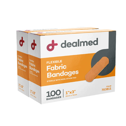 Dealmed frente del empaque mostrando cantidad y formato, práctico para almacenaje