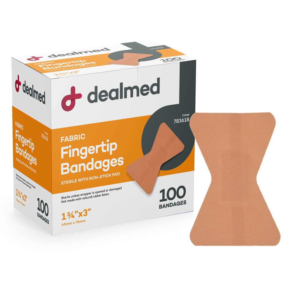 Dealmed empaque frontal muestra 100 vendajes, ideal para hogar y trabajo