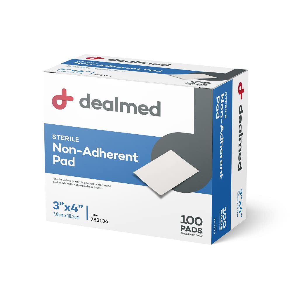 Dealmed gasa estéril frontal mostrando empaque y cantidad, protección fácil