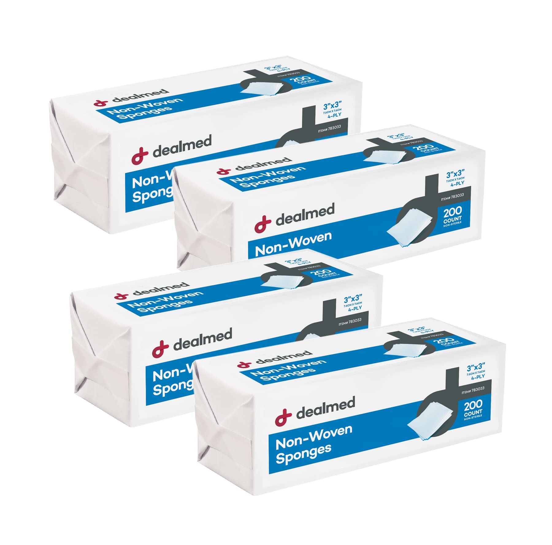 Dealmed presentación frontal del paquete y cantidad visible, solución de suministro