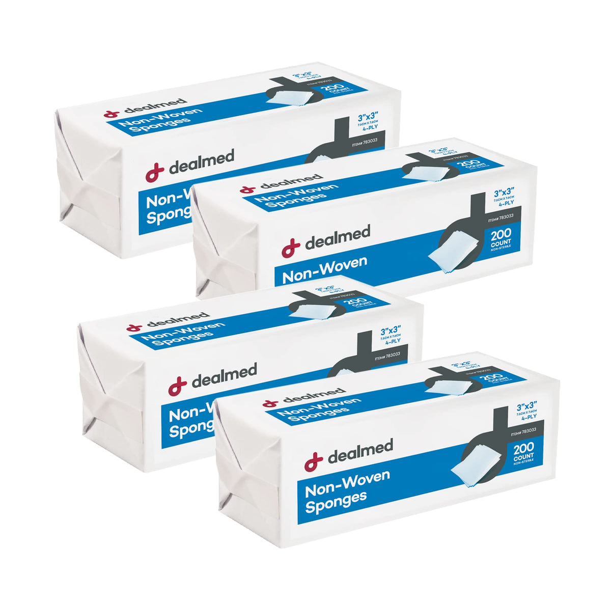 Dealmed presentación frontal del paquete y cantidad visible, solución de suministro