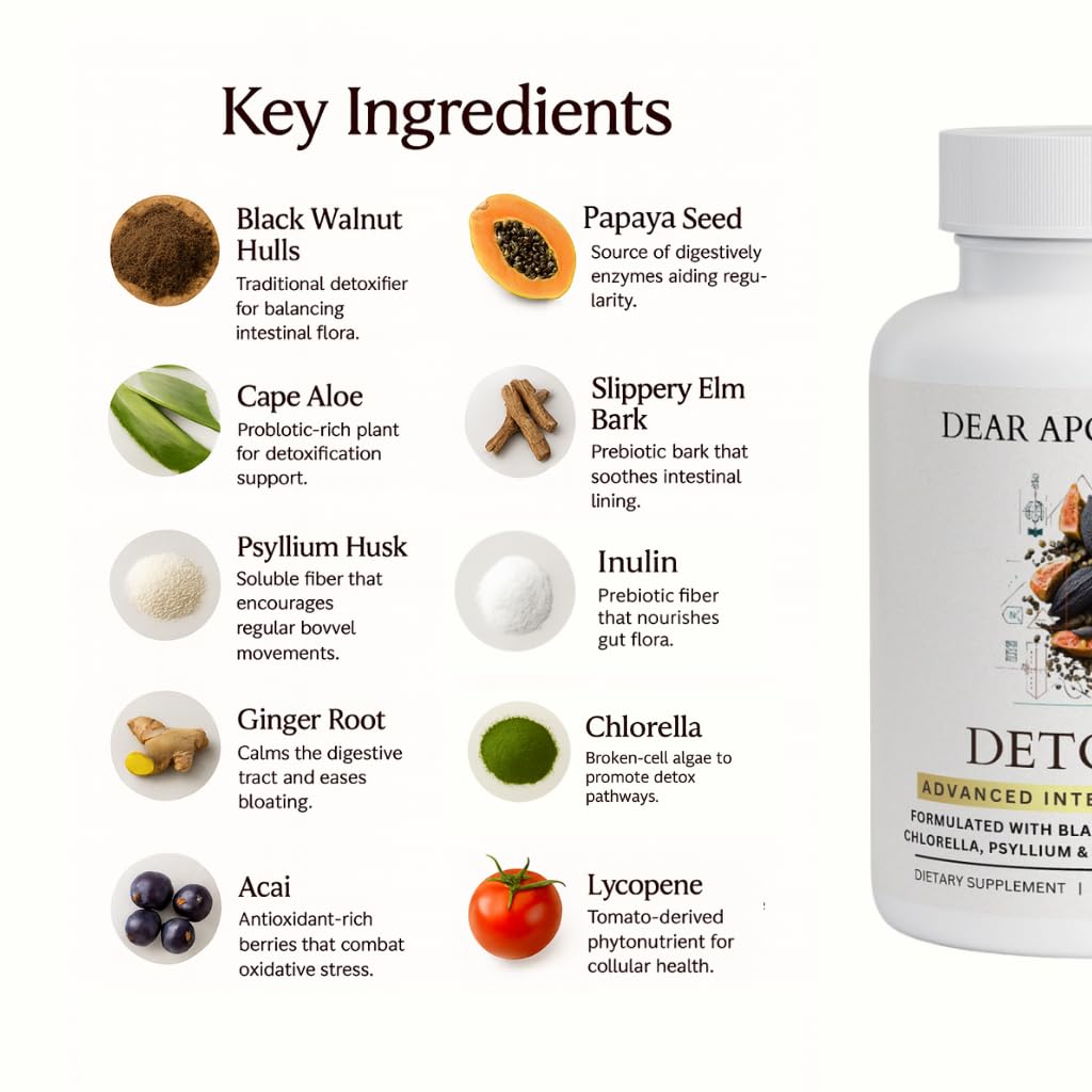 Etiqueta nutricional Dear Apothecary con ingredientes y certificaciones, claridad y transparencia