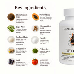 Etiqueta nutricional Dear Apothecary con ingredientes y certificaciones, claridad y transparencia