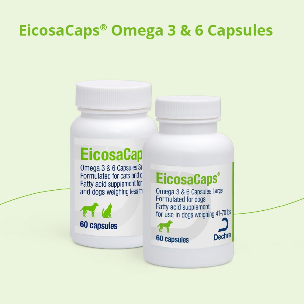 Dechra EicosaCaps etiqueta con información nutricional visible y clara para propietarios