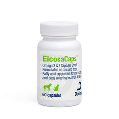 Dechra EicosaCaps frente del envase mostrando 60 cápsulas y beneficios visibles