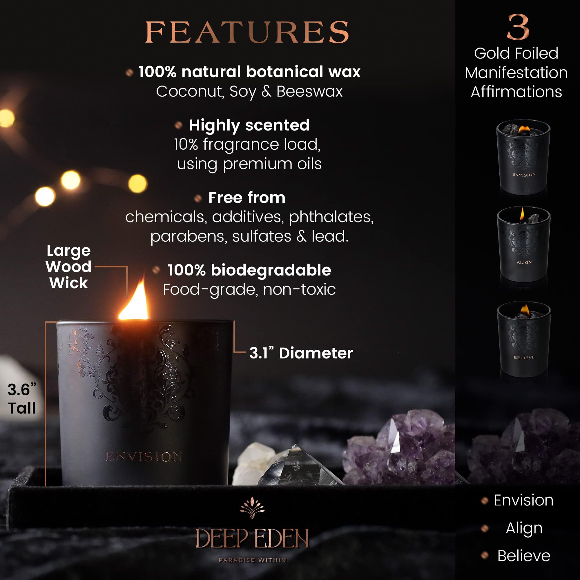 Deep Eden etiqueta con ingredientes y aroma claramente legible