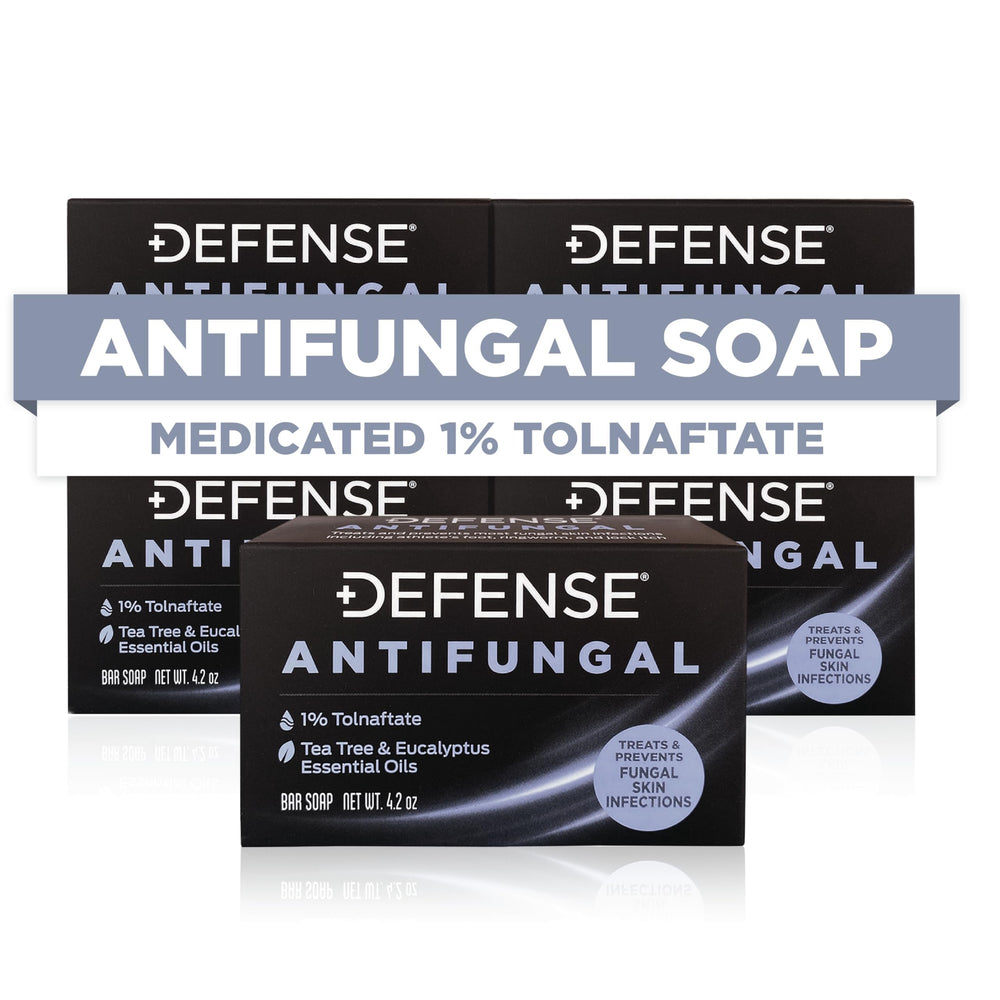 Defense Soap empaque frontal mostrando paquete de cinco, protección continua