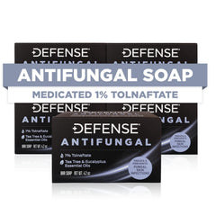 Defense Soap empaque frontal mostrando paquete de cinco, protección continua