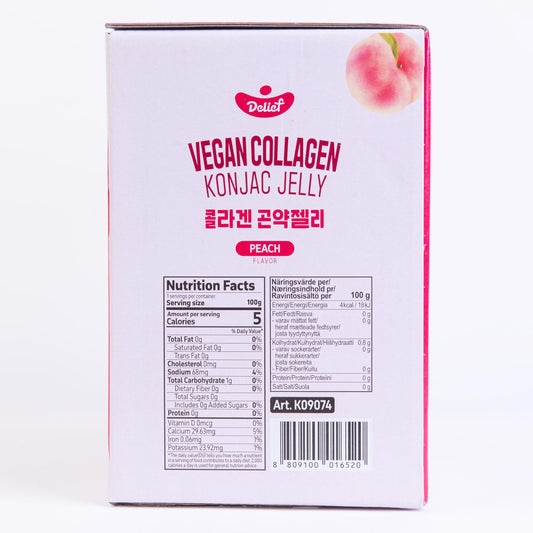 Gelatina DELIEF vegana de konjac, textura suave para merienda rápida.