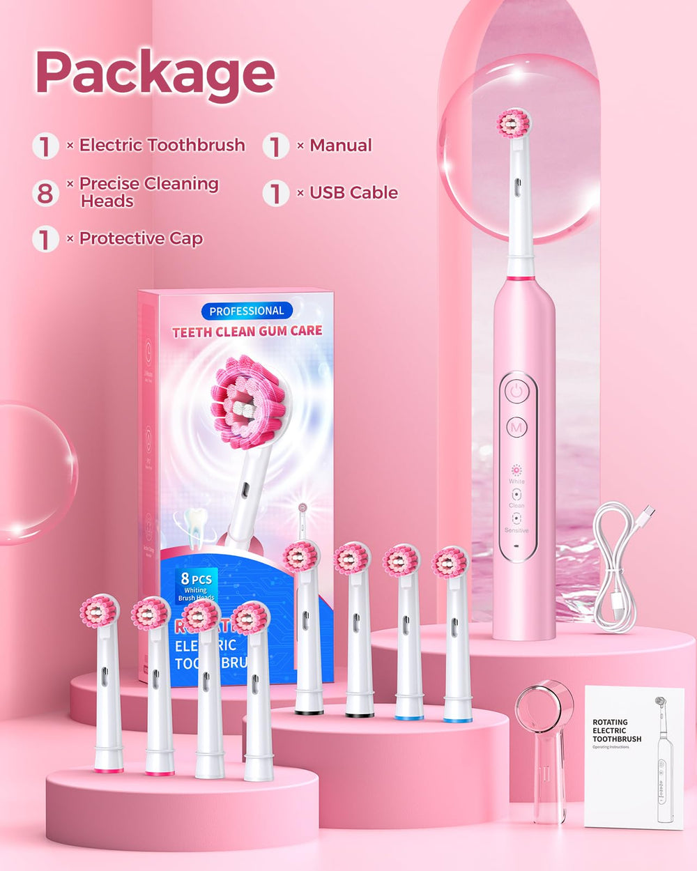 Demita cepillo rosa en baño moderno, ideal para viajeros y rutinas diarias
