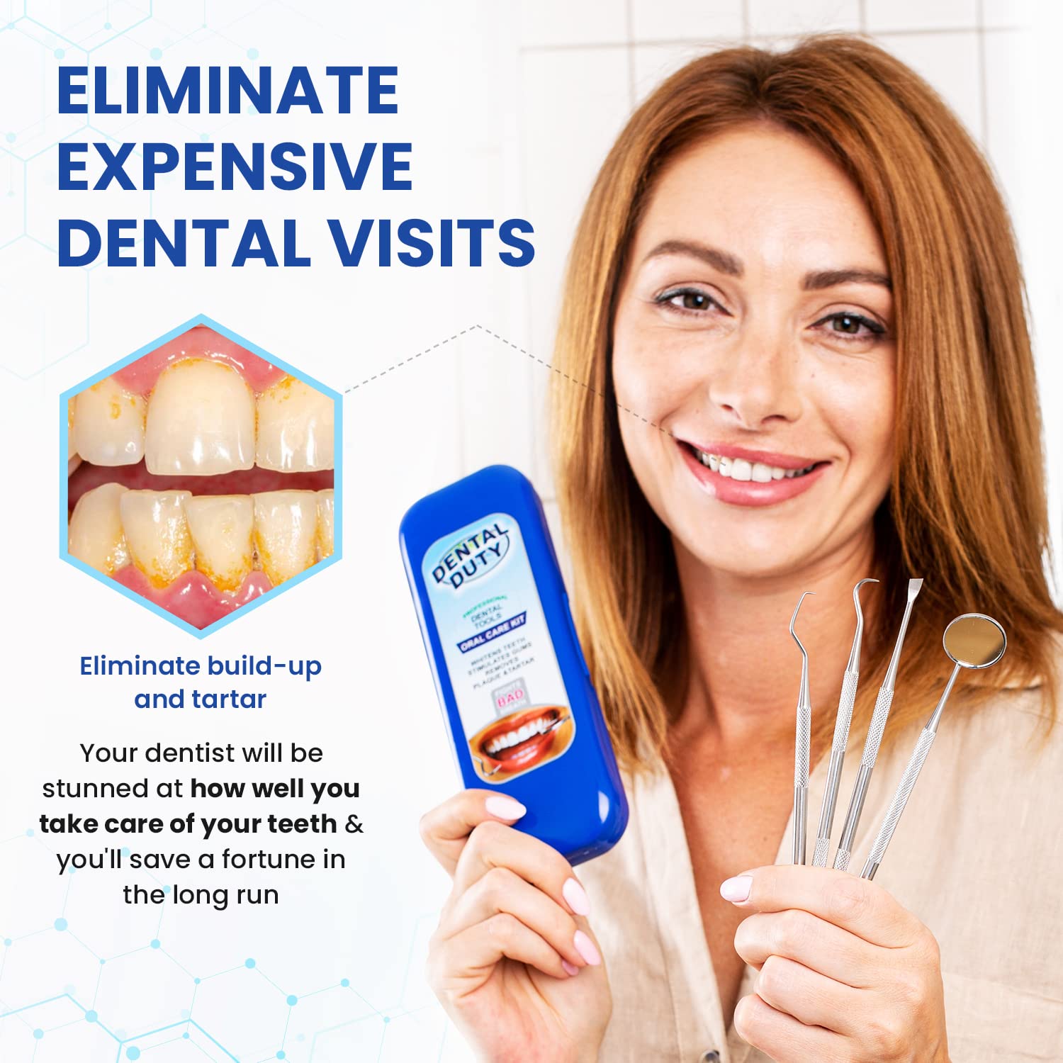 Dental Duty primer plano del acero inoxidable, durabilidad y higiene