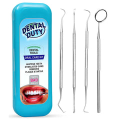 Dental Duty empaque frontal color aqua mostrando el kit completo y su organización