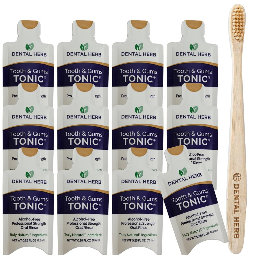 Dental Herb Company embalaje frontal mostrando el set y beneficio portabilidad