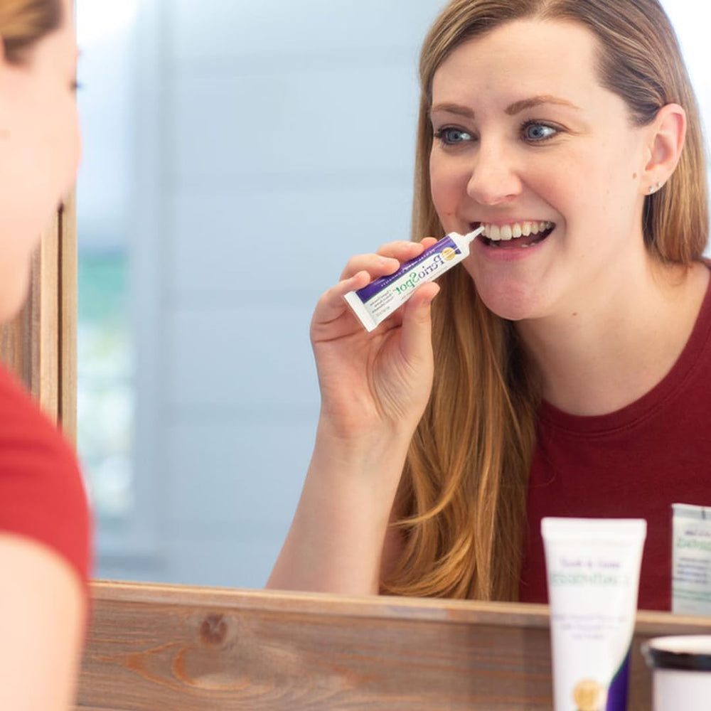 Dental Herb Company etiqueta con ingredientes herbales visibles y limpios